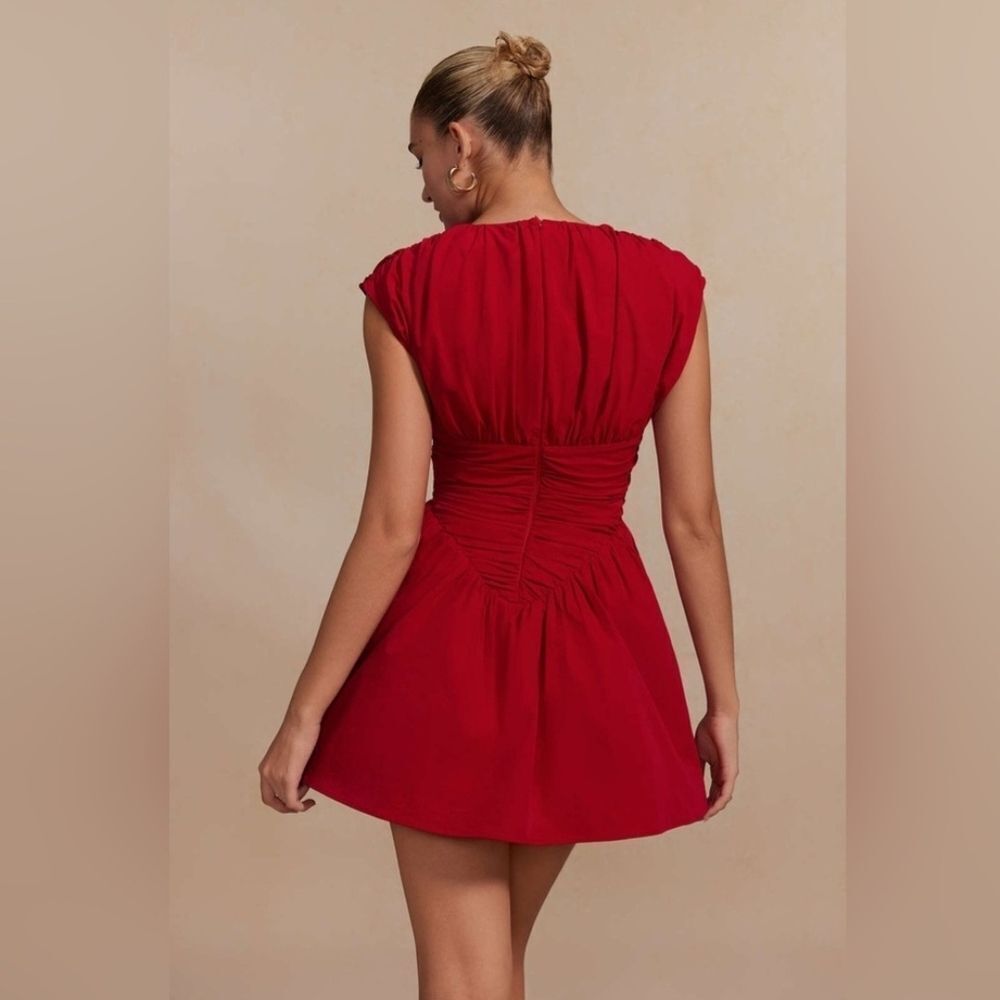 Chic Red Cap Sleeve Mini Dress - Picture 3 of 8